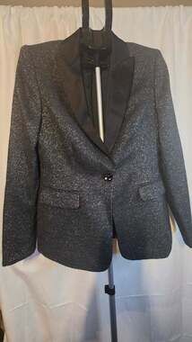 Escada Bacony Anthracite Glitter Tuxedo Blazer Jacket Size 40